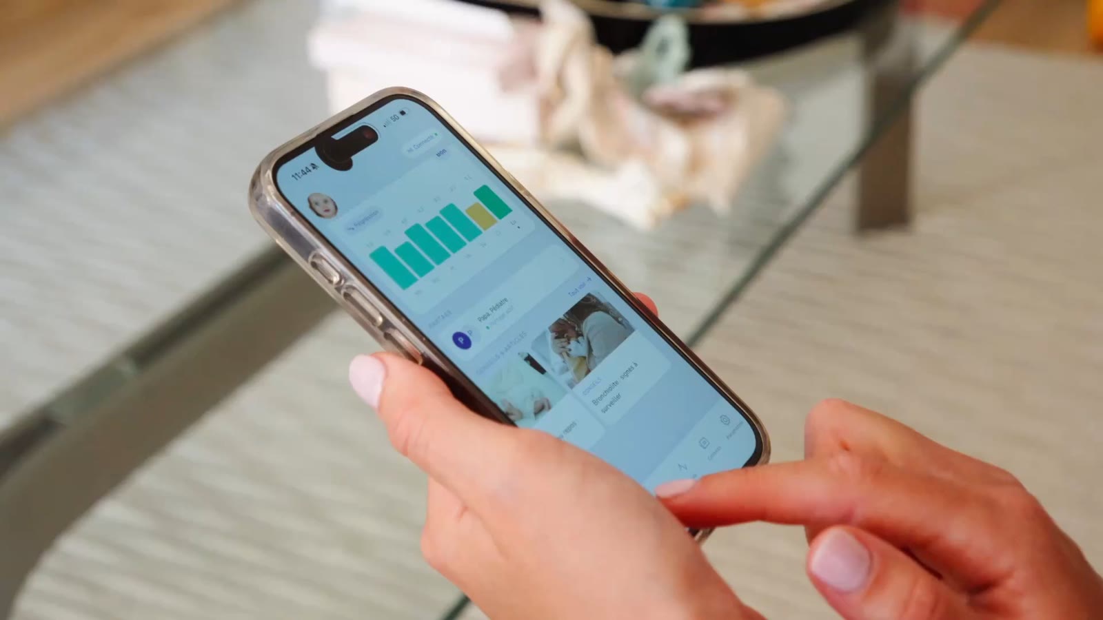 Rapport du sommeil dans l'application Mothair