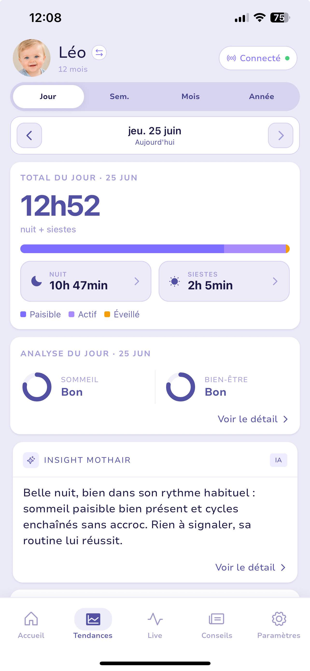 L'application Mothair sur iPhone